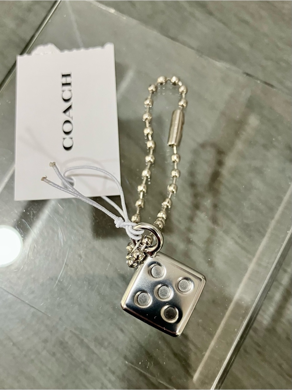 COACH Silver Dice Keychain/Bag Charm - Picture 2 of 3